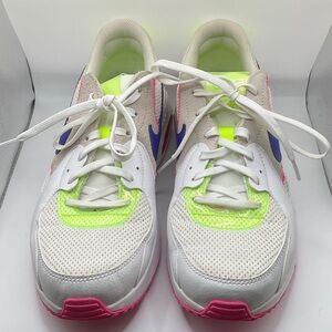 Nike Slightly Used White and Neon Pink Athletic Shoes, Size 9.5